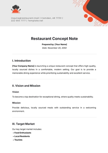 Free Restaurant Concept Note Template to Edit Online