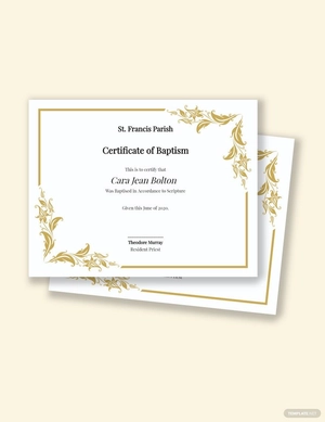 Catholic Baptismal Certificate Template