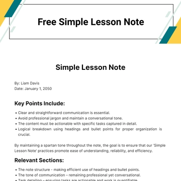 Free Simple Lesson Note Template to Edit Online