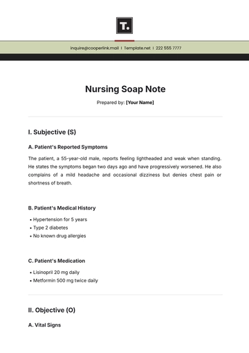 Free Nursing Soap Note Template to Edit Online