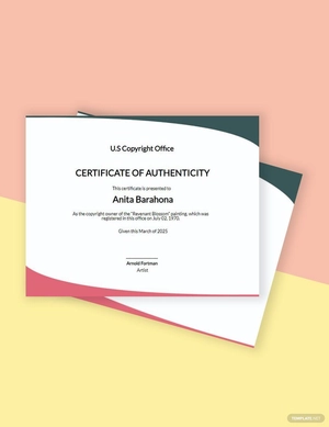Certificate Of Authenticity Art Template Certificate Of Authenticity Art Template