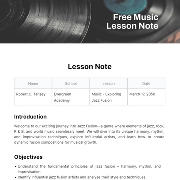 Free Music Lesson Note Template to Edit Online