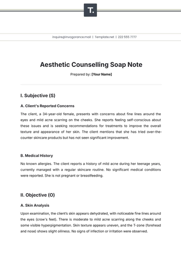 Free Aesthetic Counselling Soap Note Template to Edit Online
