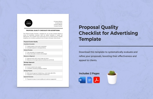 Proposal Quality Checklist for Advertising Template Proposal Quality Checklist for Advertising Template