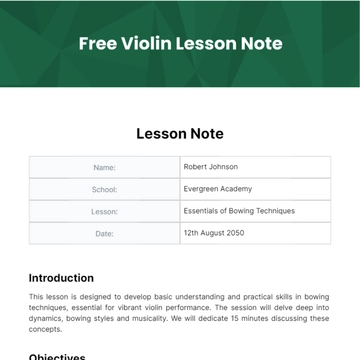 Free Violin Lesson Note Template to Edit Online