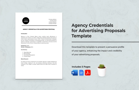Agency Credentials for Advertising Proposals Template
