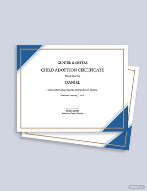 Child Adoption Certificate Template