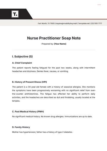 Free Nurse Practitioner Soap Note Template to Edit Online