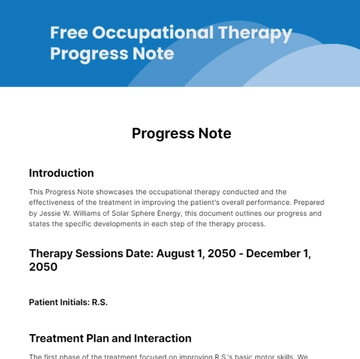 Free Occupational Therapy Progress Note Template to Edit Online