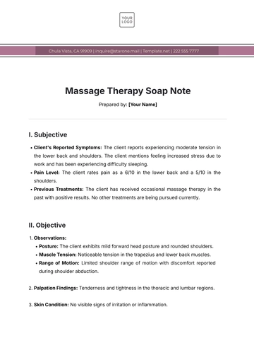 Free Massage Therapy Soap Note Template to Edit Online