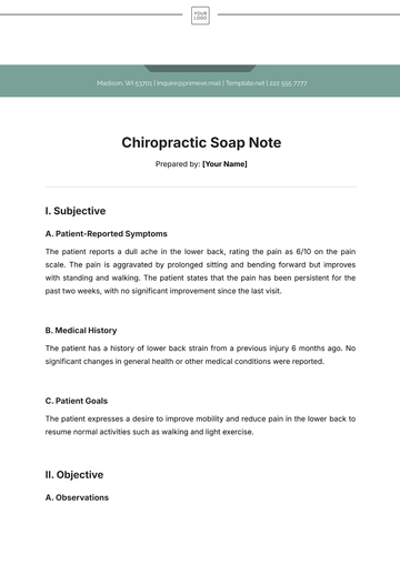 Free Chiropractic Soap Note Template to Edit Online