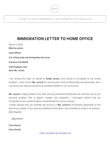 Free Immigration Letter to Home Office Template to Edit Online