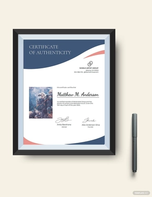 Creative Artist Authenticity Certificate Template