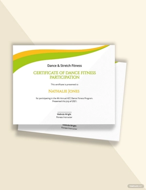 Dance Fitness Certificate Template