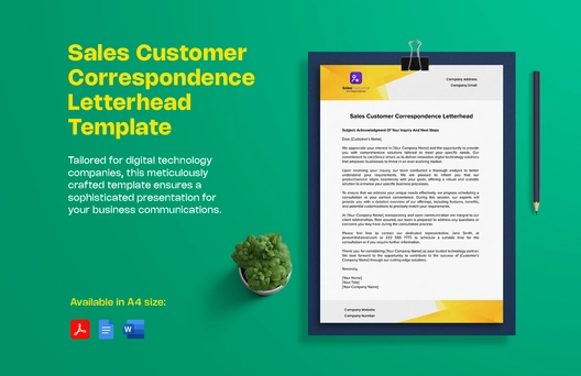 Sales Customer Correspondence Letterhead Template