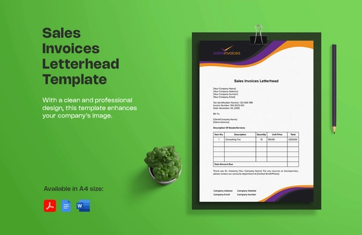 Sales Invoices Letterhead Template