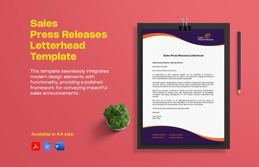 Sales Press Releases Letterhead Template