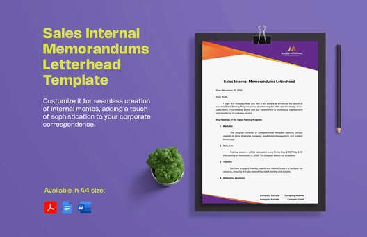 Sales Internal Memorandums Letterhead Template