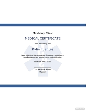 Editable Medical Certificate Template