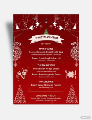 Red Christmas Menu Template