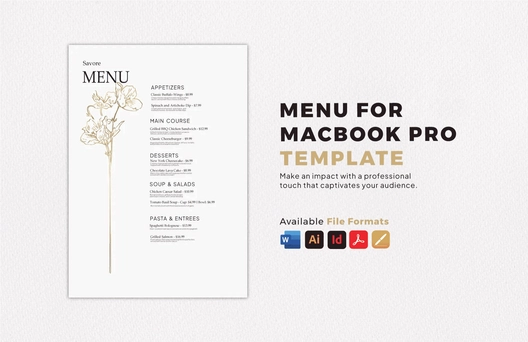 Menu for Macbook Pro Template