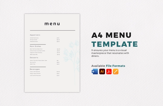 A4 Menu Template