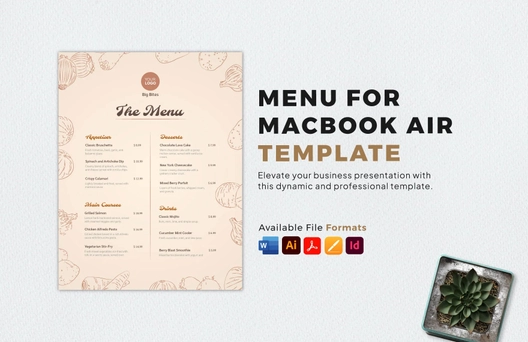 Menu for Macbook Air Template