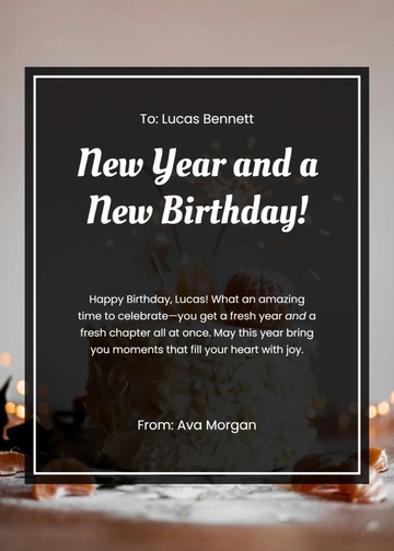 Free New Year Birthday Card Template to Edit Online
