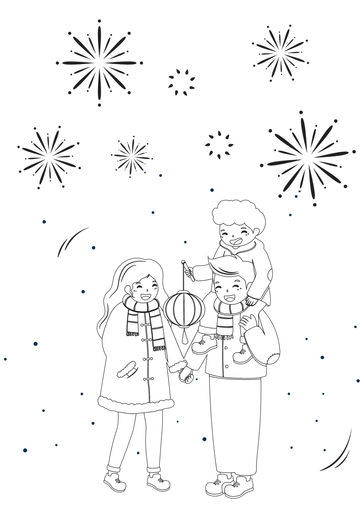 Free Family New Year Drawing Template to Edit Online