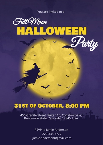 Free Full Moon Halloween Party Invitation Template to Edit Online