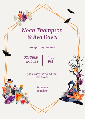 Free Halloween Wedding Invitation Template to Edit Online