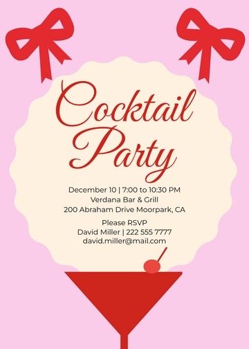 Free Formal Cocktail Party Invitation Template to Edit Online