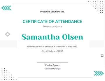 Free Perfect Attendance Certificate Template to Edit Online | Template.net