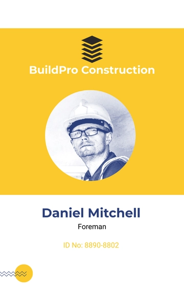 Free Editable Construction ID Card Template to Edit Online