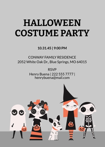 Free Halloween Costume Party Invitation Template to Edit Online