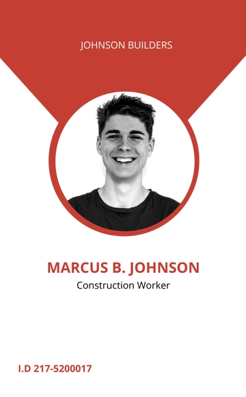 Free Vertical Construction ID Card Template to Edit Online