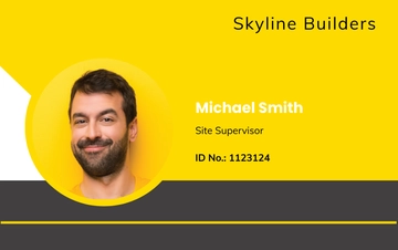 Free Horizontal Construction ID Card Template to Edit Online