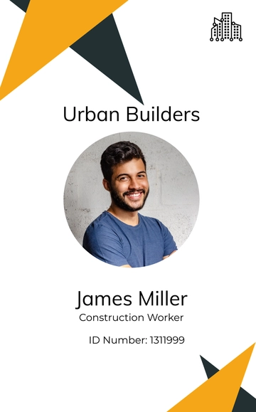 Free Construction Worker ID Card Template to Edit Online