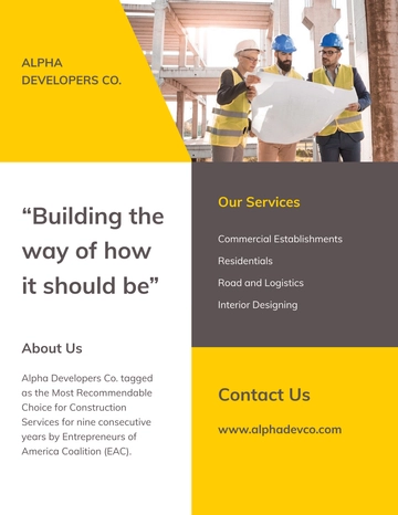 Free Construction Advertising Leaflet Template to Edit Online