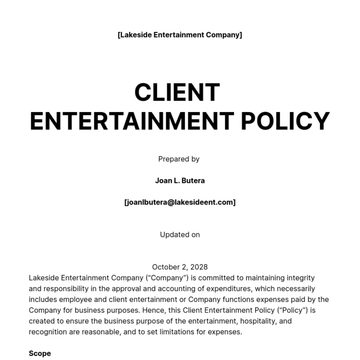 Free Client Entertainment Policy Template to Edit Online