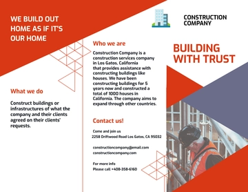 Free Construction Company Tri-Fold Brochure Template to Edit Online