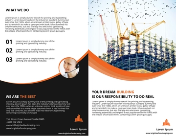 Free Construction Company Bi-Fold Brochure Template to Edit Online