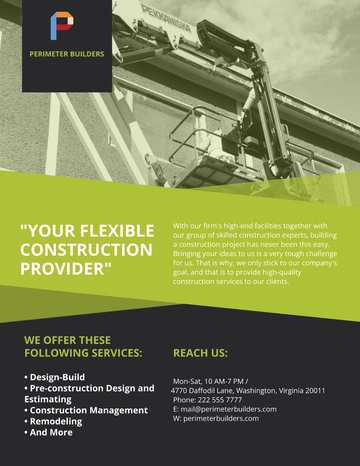 Free Creative Construction Advertisement Flyer Template to Edit Online