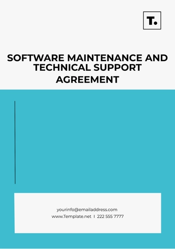 Free Software Maintenance and Technical Support Agreement Template to Edit Online