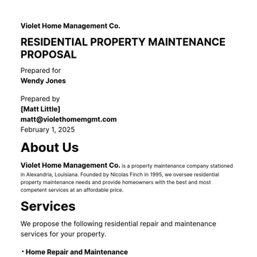 Free Property Maintenance Proposal Template to Edit Online