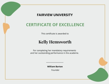 Free Certificate of Recognition for Academic Excellence Template to Edit Online