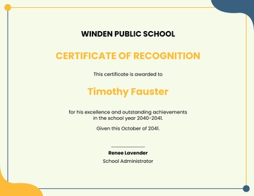 Free Certificate of Recognition School Template to Edit Online