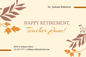 Free Teacher Retirement Card Template to Edit Online