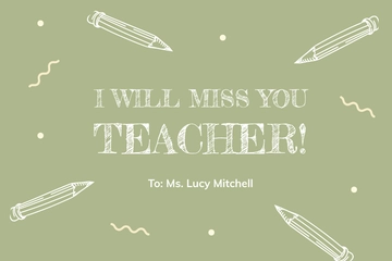 Free Miss You Teacher Card Template to Edit Online