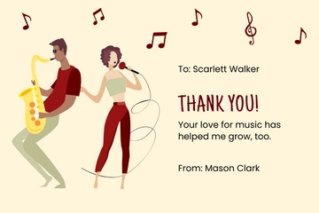 Free Music Teacher Thank You Card Template to Edit Online